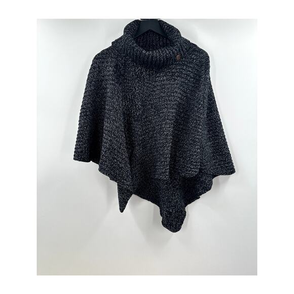 Roots One Size Dark Grey Turtle Neck Knit Poncho - Picture 1 of 6